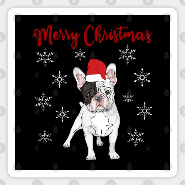 Merry Christmas Frenchie Bulldog Magnet by Hypnotic Highs